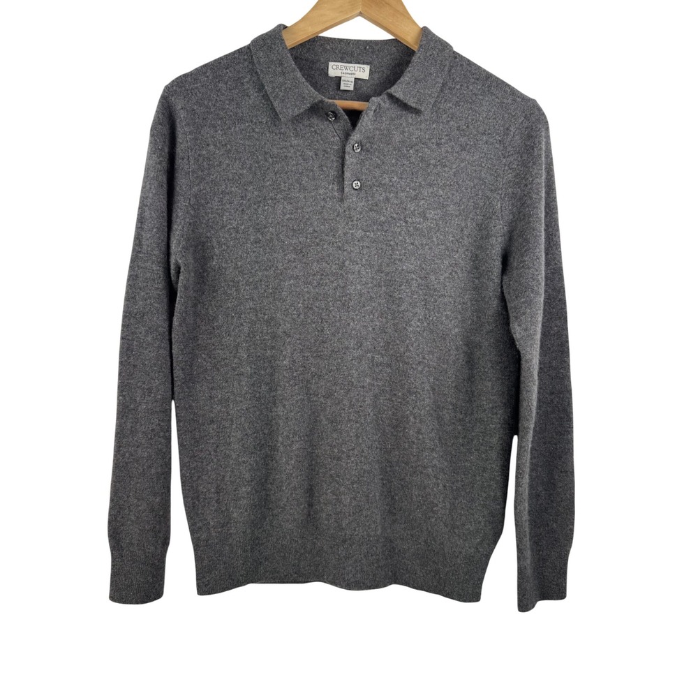 Crewcuts Polo Sweater XXL Grey Cashmere preppy classic 90s